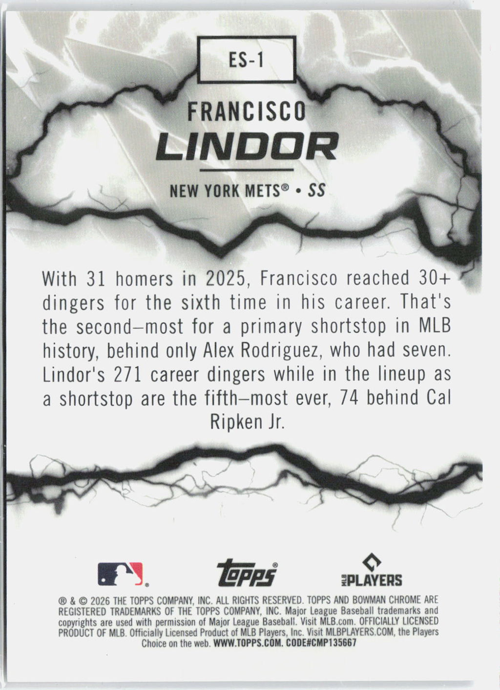 2026 Bowman Chrome Francisco Lindor Electric Sluggers Green Refractor #ES-1 /99