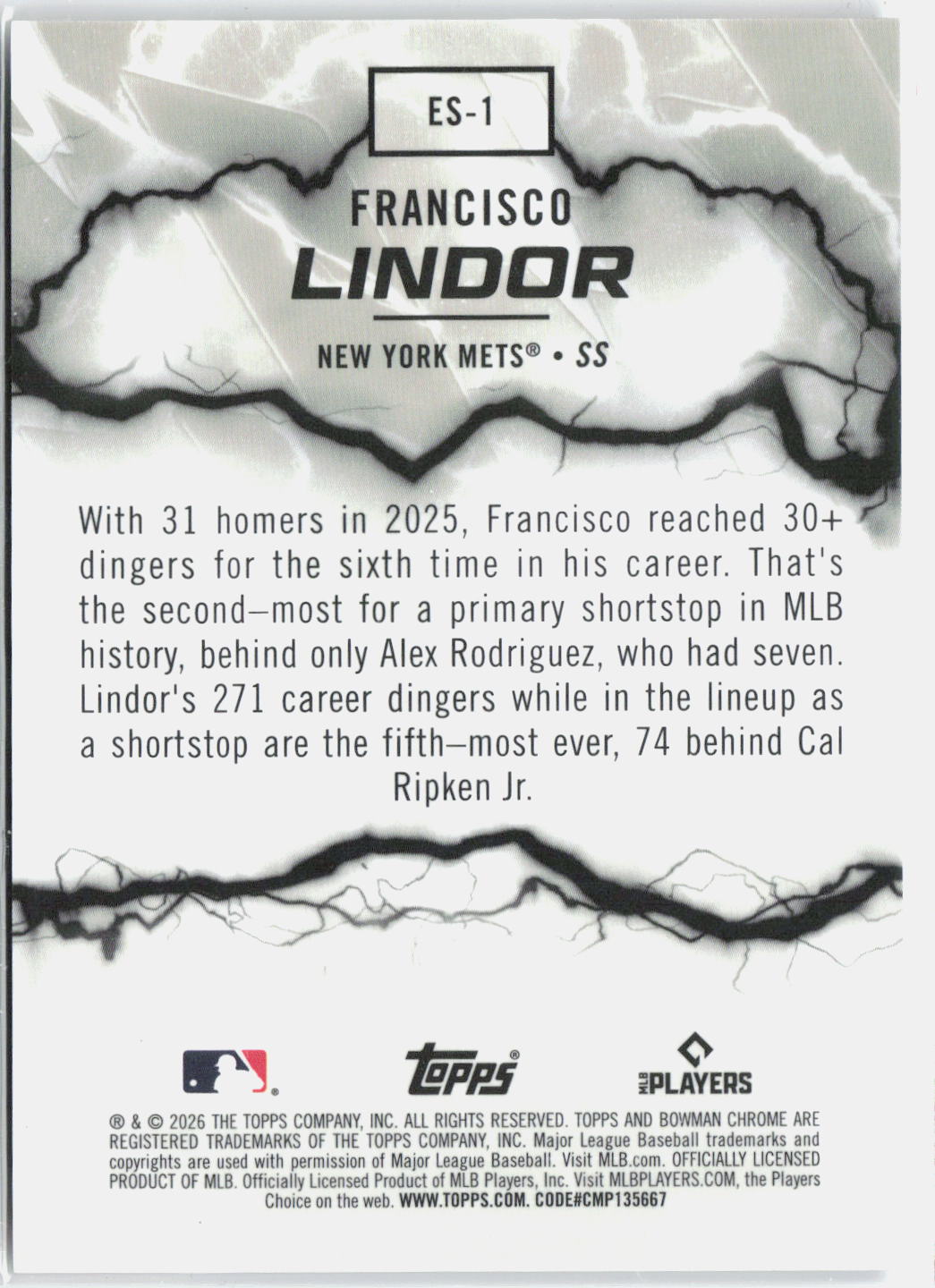 2026 Bowman Chrome Francisco Lindor Electric Sluggers Green Refractor #ES-1 /99