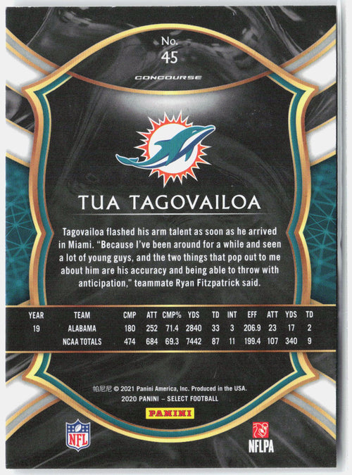 2020 Panini Select Tua Tagovailoa #45 Concourse Rookie