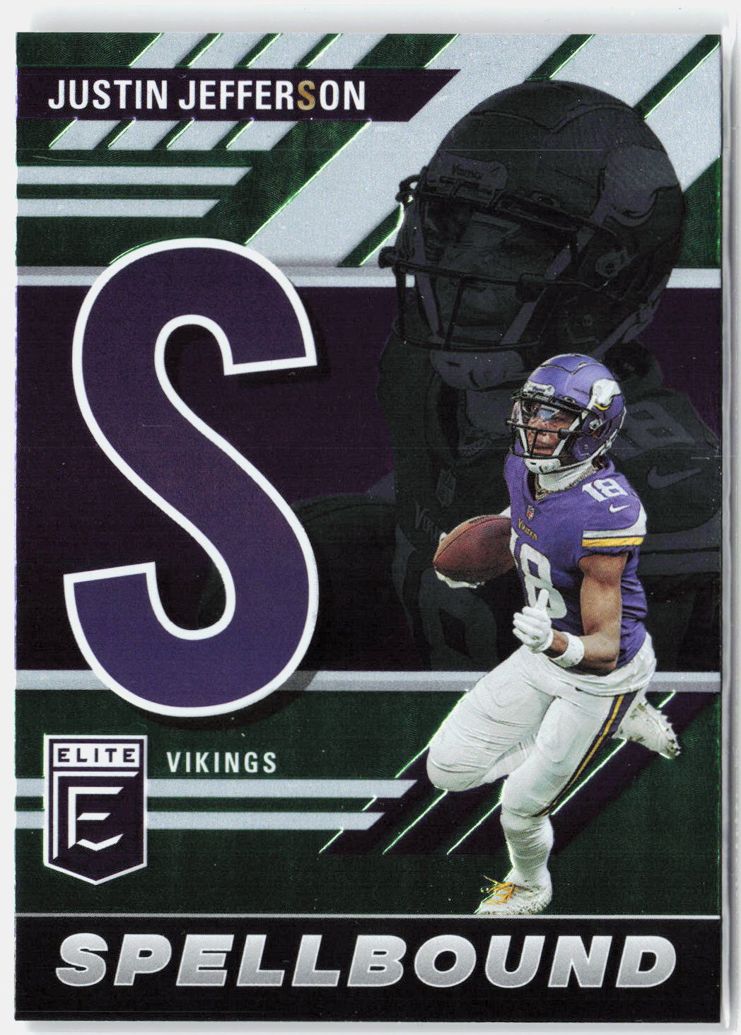 2023 Panini Donruss Elite Justin Jefferson #SB-JJ7 Spellbound "S" Green