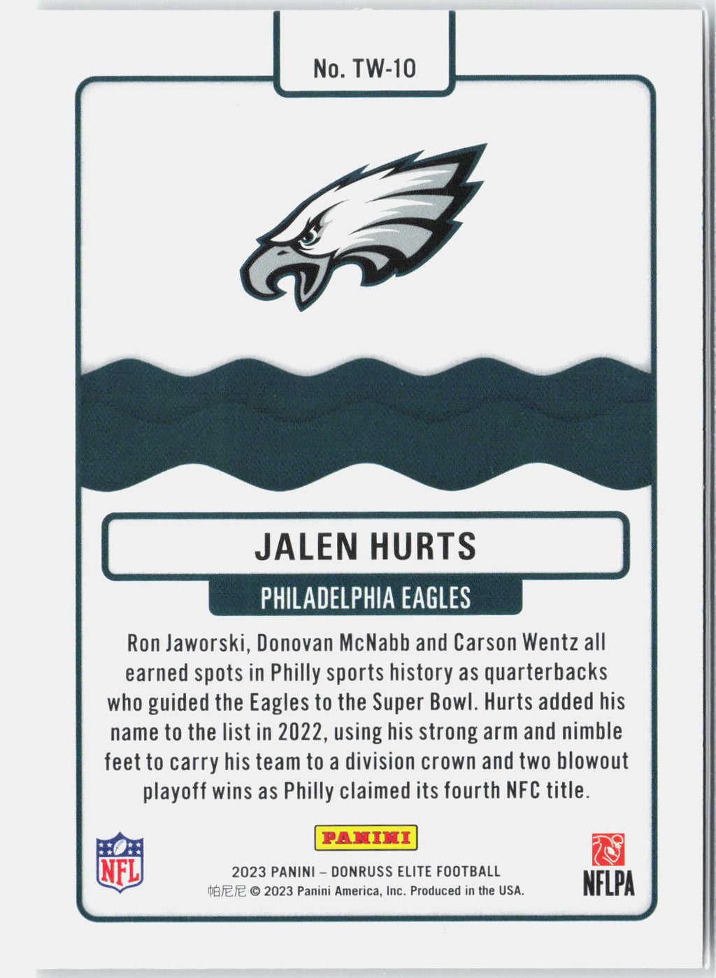 2023 Panini Donruss Elite Jalen Hurts #TW-10 Title Waves