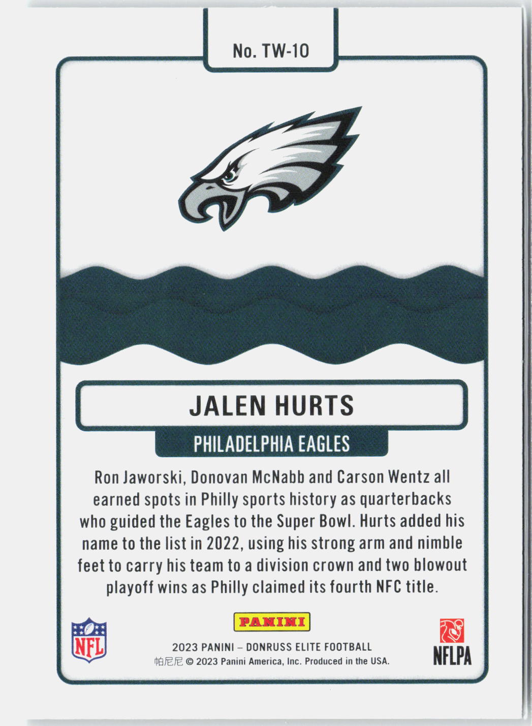 2023 Panini Donruss Elite Jalen Hurts #TW-10 Title Waves