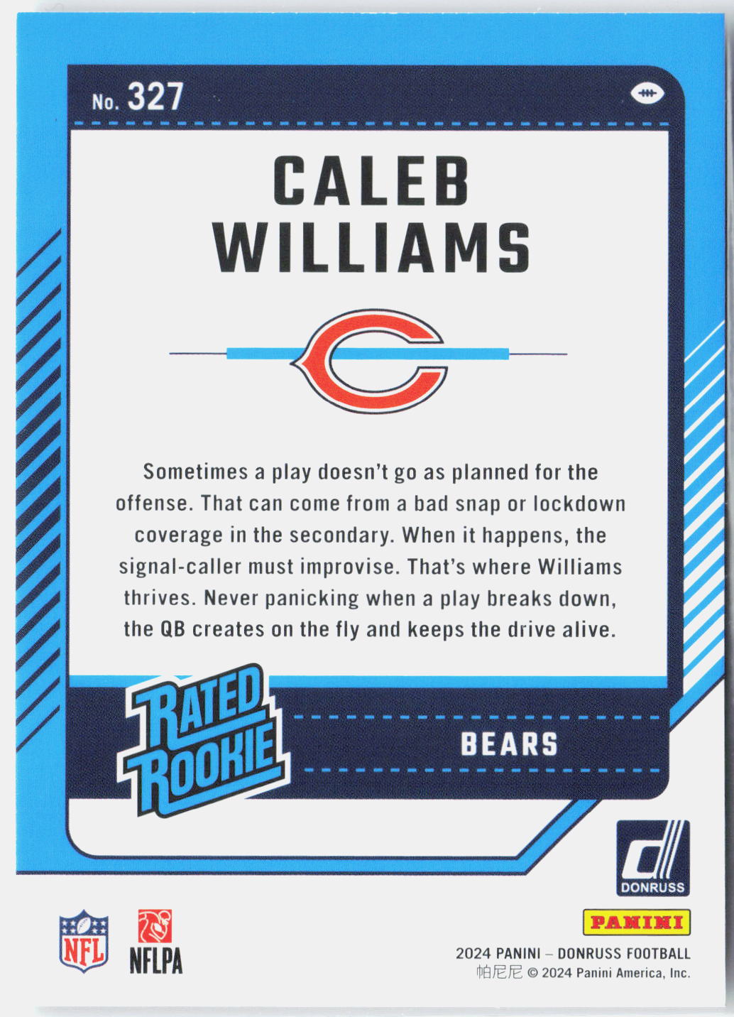 2024 Panini Donruss Caleb Williams #327 Rated Rookie
