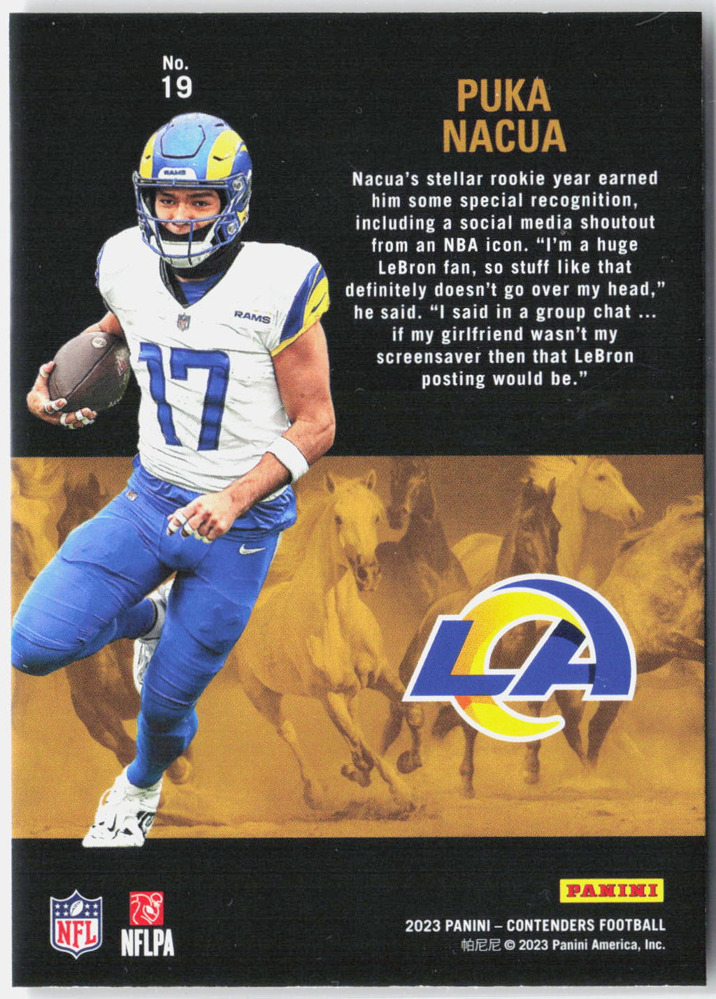 2023 Panini Contenders Puka Nacua #19 Rookie Stallions