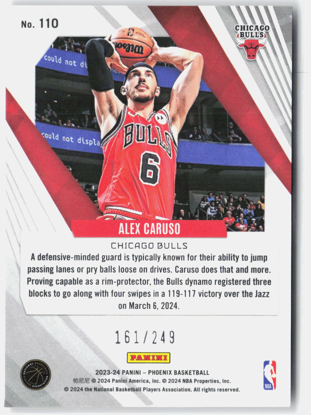 2023-24 Panini Phoenix Alex Caruso Orange Ice Phoenix #110 /249