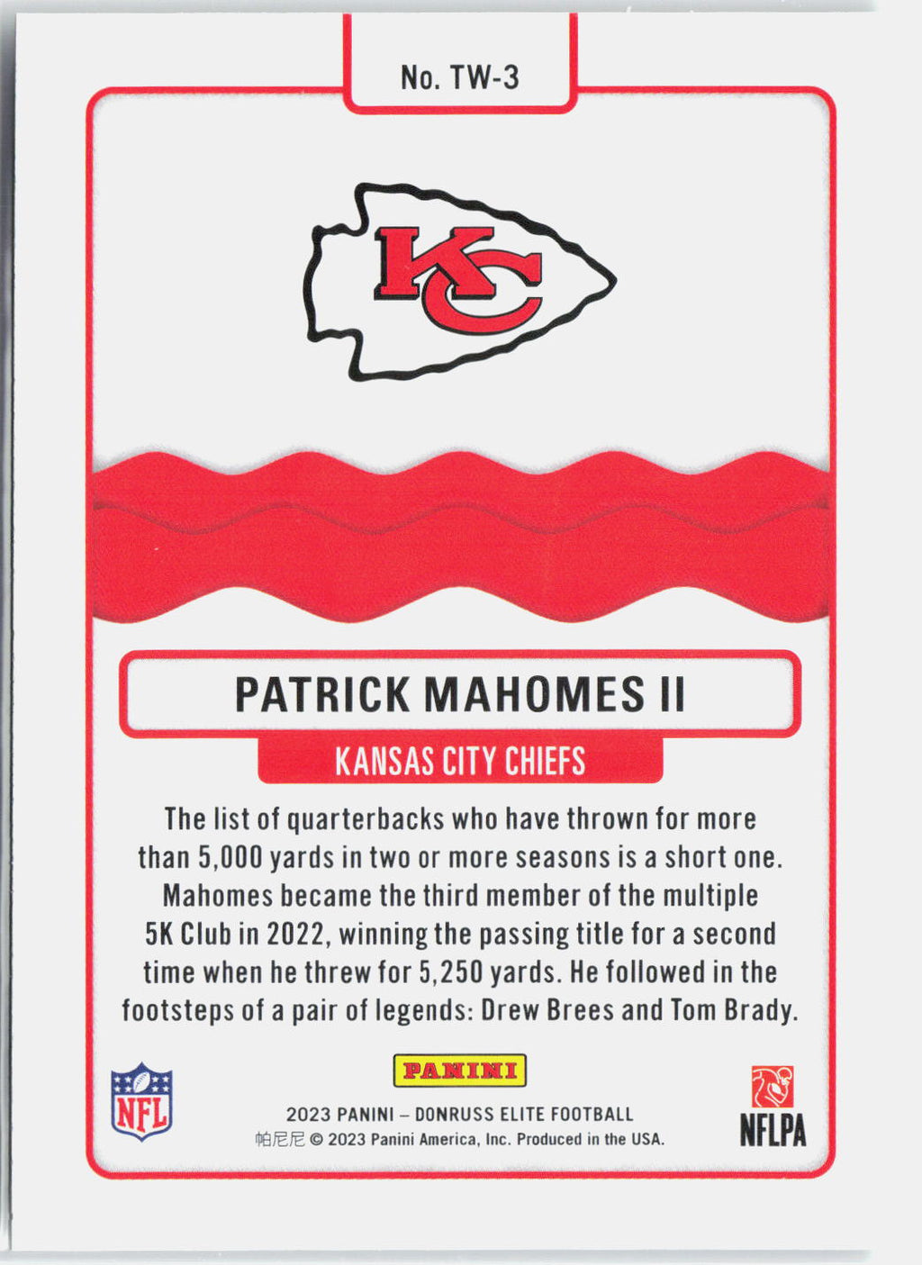 2023 Panini Donruss Elite Patrick Mahomes II #TW-1 Title Waves Green