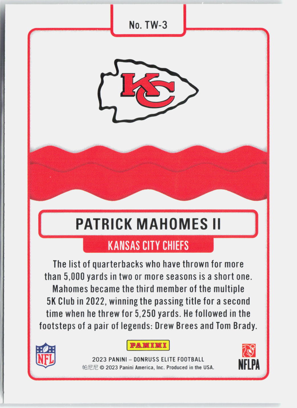 2023 Panini Donruss Elite Patrick Mahomes II #TW-1 Title Waves Green