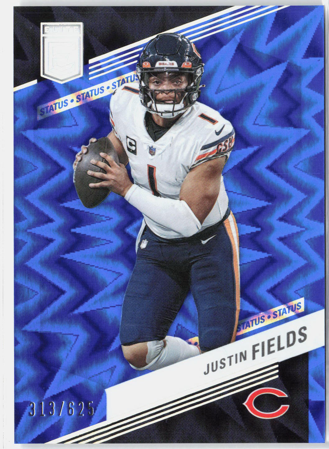 2023 Panini Donruss Elite Justin Fields #60 Status Explosion Blue /625