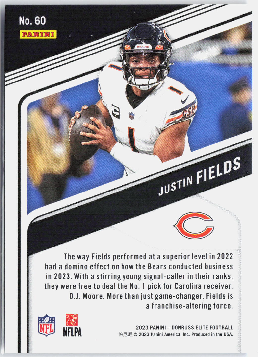 2023 Panini Donruss Elite Justin Fields #60 Status Explosion Blue /625