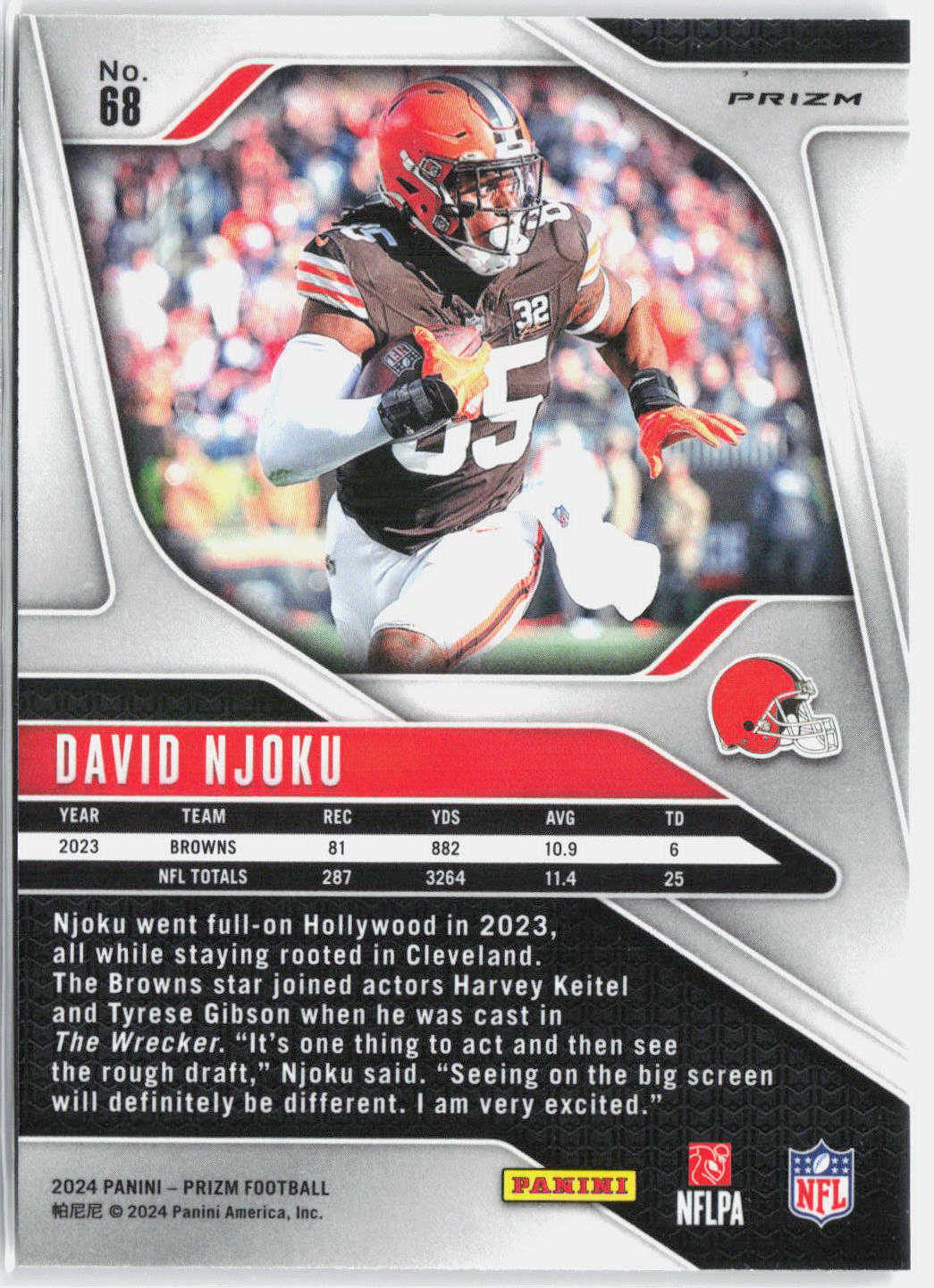 2024 Panini Prizm David Njoku #68 Silver