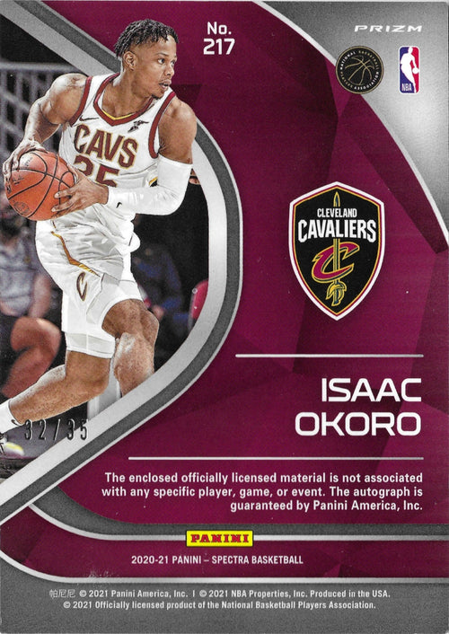 2020-21 Panini Spectra Isaac Okoro #217 Interstellar /35 Rookie Auto
