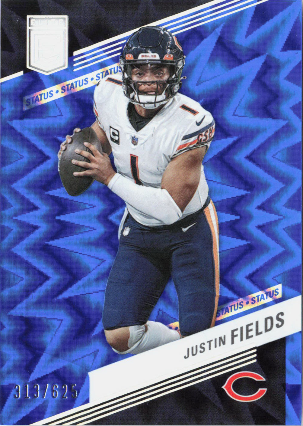 2023 Panini Donruss Elite Justin Fields #60 Status Explosion Blue /625