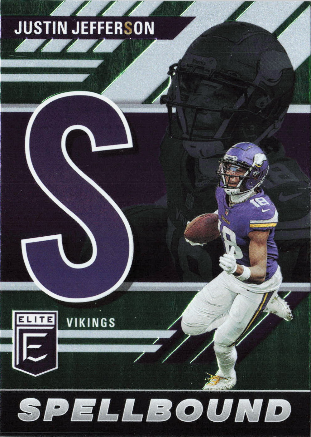 2023 Panini Donruss Elite Justin Jefferson #SB-JJ7 Spellbound "S" Green