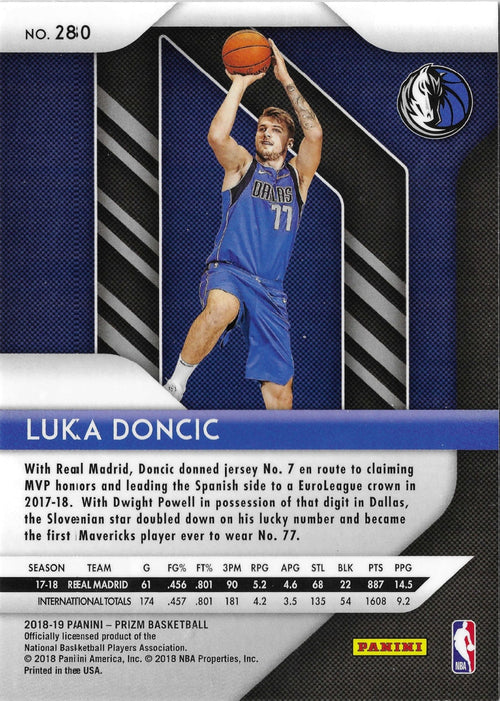 2018-19 Panini Prizm Luka Doncic #280 Rookie
